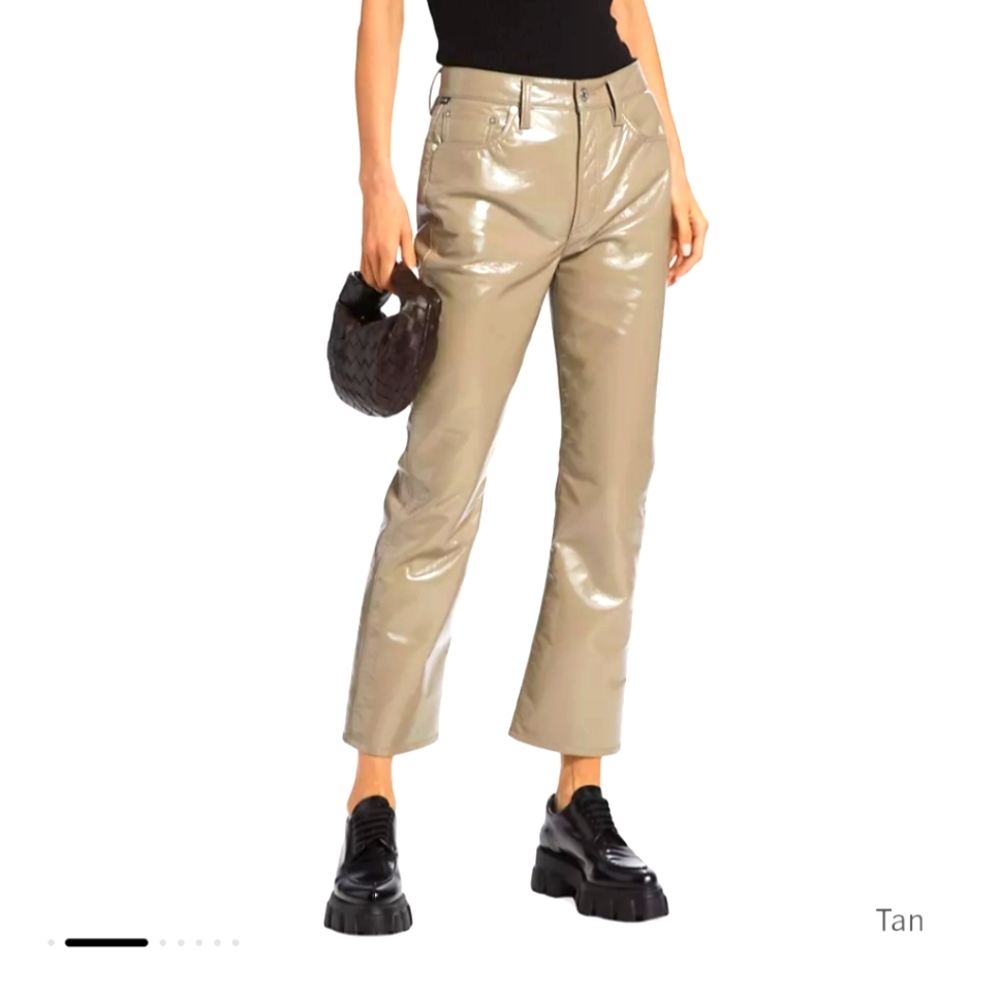 Citizens of Humanity Isola Cropped Boot Recycled Leather in Cashew Patent 